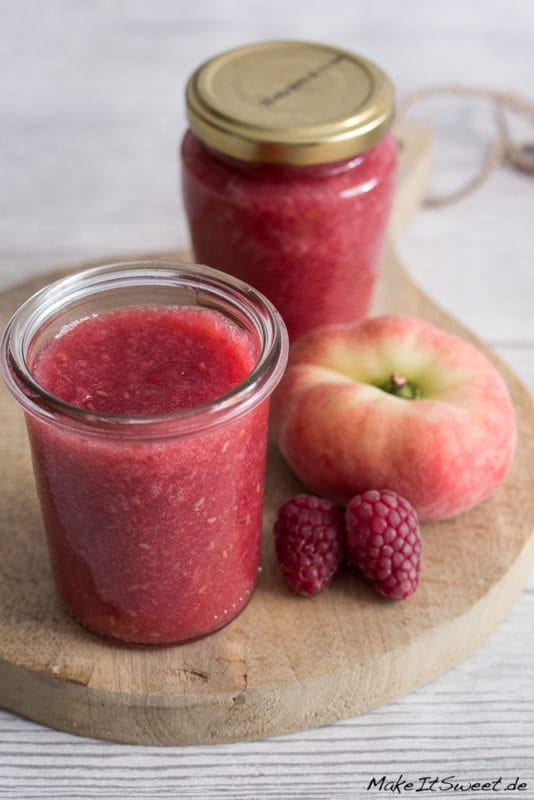 Marmelade selber machen - 8 Tipps und Anleitung 2 Marmelade selber machen - 8 Tipps und Anleitung - Marmelade mit Weinbergpfirsich und Himbeere Rezept einfach fruchtig selber machen