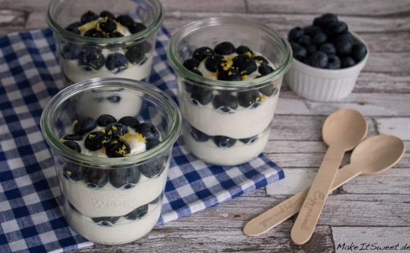 Blaubeer-Dessert mit Quark und Zitrone 1 Heidelbeere Zitrone Dessert Rezept Quark vegetarisch glutenfrei