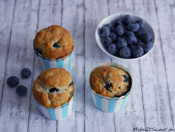 Muffin vegan Rezept Blaubeere Banane ohne Ei laktosefrei ohne Zucker mit Stevia