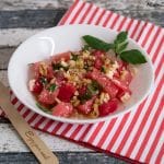 Wassermelonensalat mit Feta Minze und Walnuss