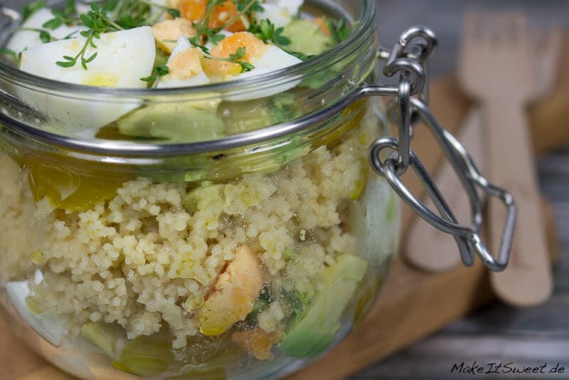 Couscoussalat Avocadosalat Eiersalat im Glas Rezept einfach schnell
