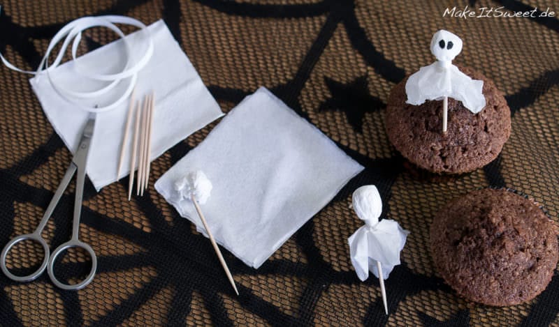 Einfach Halloween-Muffins dekorieren - Selber machen Geister fur Halloween Muffin Gespenst dekorieren einfach schnell Cupcakes