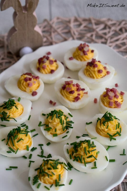 Gefüllte Eier mit Schnittlauch oder Speck - gefuellte eier schnittlauch speck mayo joghurt rezept ostern osterbrunch 2