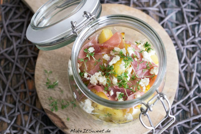 Ofenkartoffel-Schinken-Salat im Glas 2 Ofenkartoffel-Schinken-Salat im Glas - Salat mit Ofenkartoffel Schinken und Feta im Glas Rezept 2