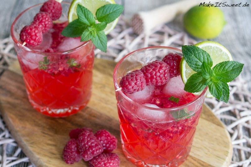 Mojito mit Himbeere Cocktail - Himbeermojito Rezept einfach Himbeere Cocktail Feier