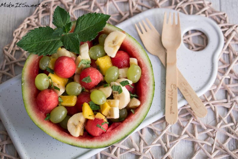 Wassermelonen Obstsalat mit Minze