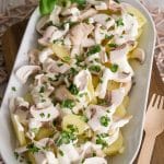 Kartoffelsalat mit Champignons und Schmandsoße - Kartoffelsalat mit Champignons Rezept Schmand